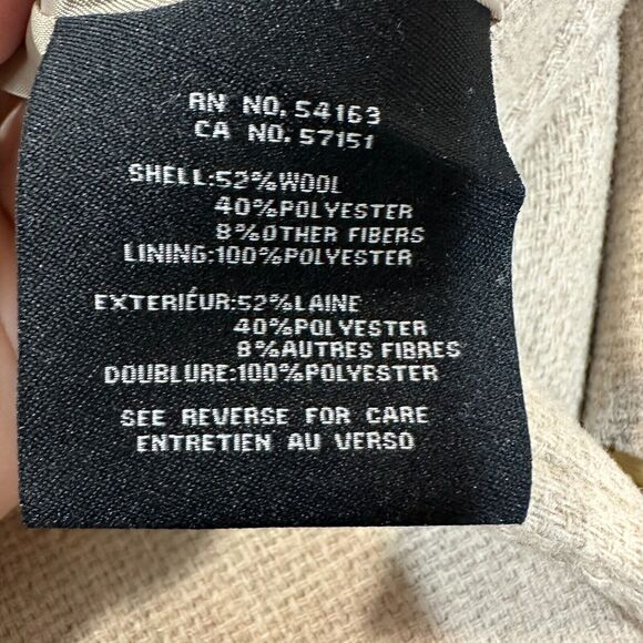 Cole Haan Oversize Belted Basket Weave Wool Wrap Peacoat Oatmeal Women's 10 NWT - Picture 12 of 16